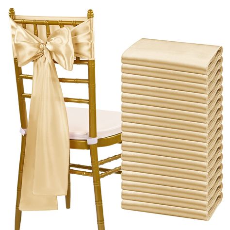 PRICES MAY VARY. 🥯【Package Include】Pack of 60 satin chair sash.Size: about 7" x108" or 275cm(l) x 17cm(w). Each package includes chair sashes only, without chair covers.These chair ties bring a modern twist to your chair's settings and let your chairs sparkle brightly. Satin sashes can be tied into wedding chairs, draped across any decoration, or used as attractive table runners. 🥯【Durable Satin Fabric】Our chair sashes are made from 120GSM stain fabric, which is smooth, shiny, silky to the tou