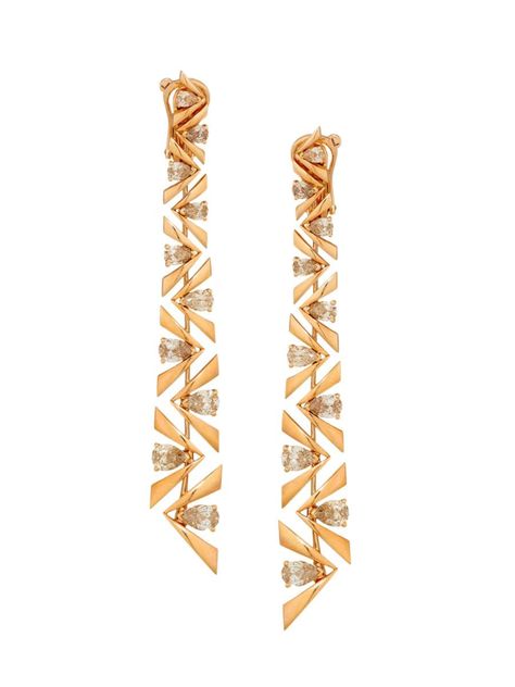 Shop Etho Maria Pena 18K Rose Gold & Brown Diamond Linear Earrings | Saks Fifth Avenue Geometric Jewelry Design, Brown Diamonds, Rose Gold Brown, High Fashion Jewelry, Jewellery Sketches, Jeweled Earrings, Diamond Jewelry Designs, Printed Jewelry, Gold Diamond Jewelry