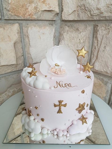 Baby girl christening cake - cake by TorteMFigure - CakesDecor Baby Christening Cake Girl, Baby Girl Christening Ideas, Cake For Christening Baby Girl, Cake For Baptism Girl, Babtisim Cake Girl, Torte Za Krstenje Za Devojcice, Baptismal Cake Girl, Cake For Christening, Baptism Cake Ideas