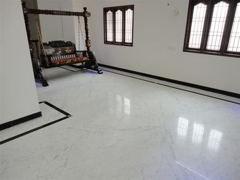 Marble, Kishangarh Marble, Italian Marble Supplier: MARBLE IN INDIA Hall Tiles Floor India, Indian Marble Flooring Design Living Room, Granite Flooring Design For Living Room, Tiles For Living Room Floor Indian, Hall Tiles, Marble Flooring Design, White Marble Design, Hall Flooring, White Marble Floor