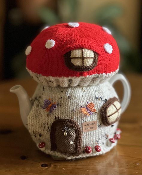 Autumn Toadstool Tea Cosy Knitting pattern by Kim  Williams Knit Tea Cozy Pattern, Tea Cozy Crochet Pattern, Crochet Tea Cup, Toadstool Fairy, Knit Tea Cozy, Tea Cosy Pattern, Tea Cosy Knitting Pattern, Tea Cozy Pattern, Knitted Tea Cosies