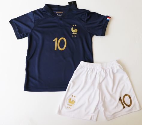 "includes jersey , shorts and socks Perfect gift -Soccer Fan Uniform Include your little one during the game with a matching jersey. CUSTOM: Personalize jersey. Add a custom name and number to the back of the jersey. PLAIN: No personalization will be added (as-is) How To: 1. click on the STYLE drop-down menu and choose \"Custom\" 2. add a custom name and number in the Personalization box 3. Double check the spelling and Add to Cart Excellent quality -100% Polyester. Doesn't shrink or fade Features: Breathable, Quick Dry and Comfortable Machine Washable The fabric of this product is made of technology microfiber multi-dimensional surround inner warp interwoven with double needles. It feels soft, natural, cool, comfortable, micro-elastic, hygroscopic and breathable. Wear loose and not attach France Mbappe, France Jersey, Soccer Outfit, Soccer Fan, Soccer Socks, Personalized Jersey, Soccer Uniforms, Multi Dimensional, Soccer Fans