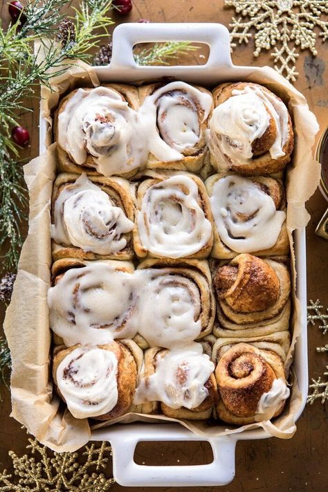 Easiest Overnight Eggnog Brioche Cinnamon Rolls | halfbakedharvest.com #cinnamonrolls #Christmas #easyrecipes #eggnog Brioche Cinnamon Rolls, Half Baked, Christmas Brunch, Half Baked Harvest, Christmas Breakfast, Sweet Roll, Cinnamon Rolls, Clue, Bento