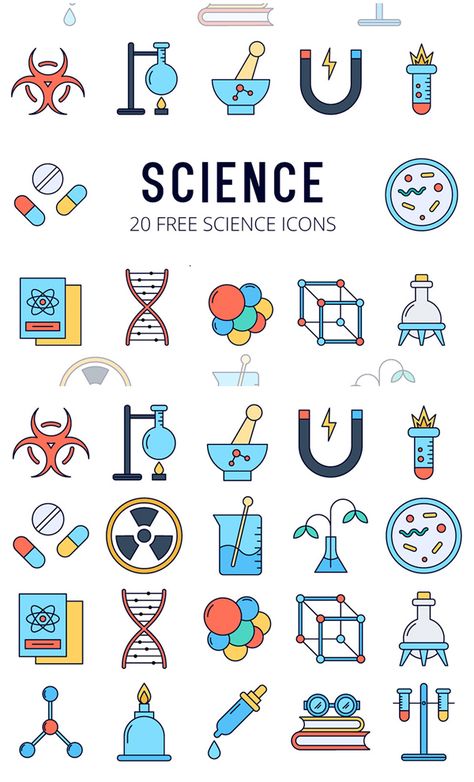 Science Vector Free Icon Set Chemical Design Graphics, Science Icons Symbols, Physics Art Design, Physical Science Design, Science Symbols Art, Chemistry Art Design, Physics Design Ideas, Science Design Art, Science Design Ideas