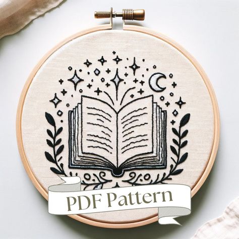 This is a hand embroidery pattern meant for all skill levels. Get to work right after receiving your instant download!  Whole Shop Bundle (260+ Patterns): https://theunraveledthreads.etsy.com/listing/1735215929/whole-shop-bundle-hand-embroidery Bookish Mini Bundle: https://theunraveledthreads.etsy.com/listing/1759490813/mini-bundle-bookish-hand-embroidery *Please note: This does not include a stitching guide. This is a traceable pattern only. See photo section for example of PDF downloads.  This Geeky Embroidery Patterns, Acotar Embroidery Designs, Book Themed Embroidery, Spooky Embroidery Patterns Free, Books Embroidery Pattern, Acotar Embroidery Pattern, Dark Academia Embroidery Ideas, Book Embroidery Design, Dark Academia Embroidery