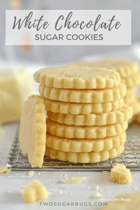 White Chocolate Cookie Recipes, Chocolate Sugar Cookie Recipe, Cut Out Cookie Recipe, Decorative Cookies, Chocolate Sugar Cookies, White Chocolate Cookies, Cutout Sugar Cookies, Cookie Flavors, Delicious Cookie Recipes