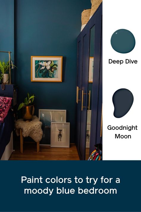 Colorful Bedroom Paint Ideas, Dark Blue Teal Paint Colors, Behr Dark Teal Paint Colors, Sapphire Blue Paint Colors, Bold Blue Paint Colors, Deep Turquoise Paint, Teal Home Office Ideas, Unique Paint Colors For Walls, Rich Blue Paint Colors