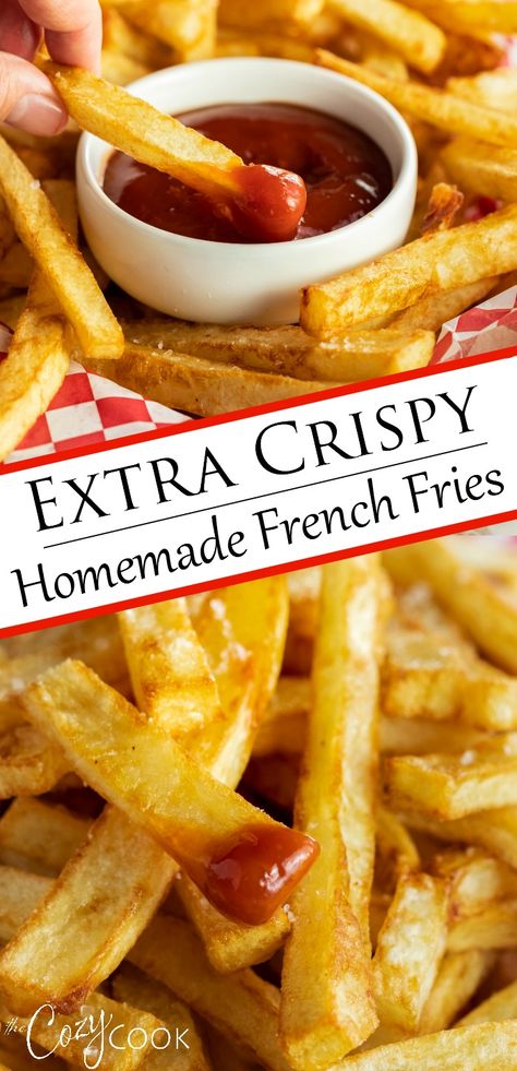 Best Homemade French Fries, Eating At A Restaurant, Russet Potato Recipes, The Cozy Cook, Cozy Cook, Making French Fries, Homemade Fries, French Fries Recipe, Homemade French Fries