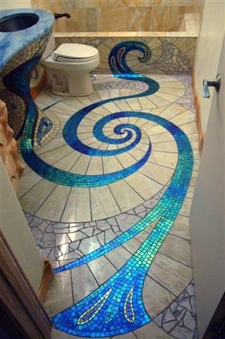 Bathroom Christmas, Design Interior Modern, Mosaic Bathroom Tile, Mosaic Bathroom, Glass Mosaic Tiles, Dream House Decor, Floor Design, Bathroom Flooring, Amazing Bathrooms