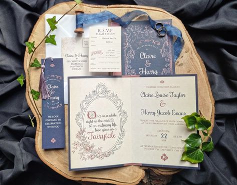 Fairytale Storybook Wedding Invitation Set Navy & Blush - Etsy UK Literary Wedding Invitations, Story Book Wedding Invitations, Fairytale Invitation, Fairytale Storybook, Book Wedding Invitations, Fairytale Wedding Invitations, Book Bookmark, Literary Wedding, Storybook Wedding