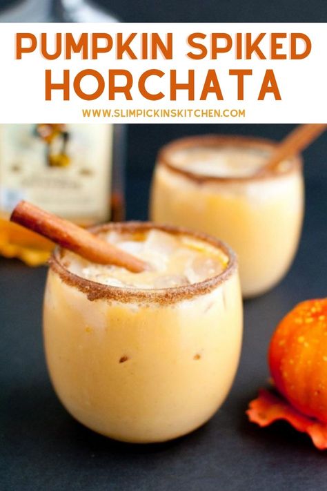 A classic Mexican Horchata recipe is doctored up to include pumpkin, cinnamon sugar, and booze! #pumpkinrecipes #pumpkinspice #horchata #horchatarecipes #cocktails #cocktailrecipes #easycocktailsrecipes #pumpkincocktails Spiked Horchata, Horchata Cocktail, Drinks Made With Rum, Mexican Horchata, Horchata Recipe, Mexican Cocktails, Bohemian Homes, Happy Hour Food, Diy Bohemian