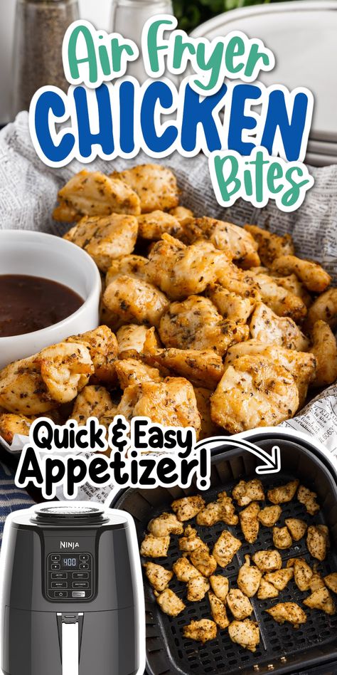 Diced Chicken In Air Fryer, Chicken Air Fryer Bites, Chicken Bites Air Fryer Recipes, Air Fryer Chicken Bites Healthy, Easy Chicken Recipes Air Fryer, Air Fryer Chicken Bites Recipes, Air Fry Chicken Bites, Air Fry Chicken Breast Boneless, Air Fryer Chicken Breast Bites