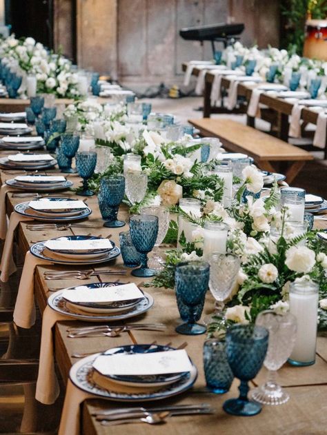 White And Blue China, Wedding With White Flowers, White Reception Table, Beth Helmstetter, Talavera Wedding, Mexico City Wedding, White Reception, Destination Wedding In Mexico, Mexican Themed Weddings