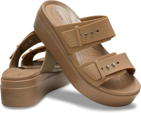 Crocs Women's Brooklyn Buckle Low Wedge, Platform Sandals Crocs Outfit Summer, Crocs Brooklyn, Styling Crocs, Crocs Women, Wedge Platform Sandals, Low Wedge Sandals, Crocs Sandals, Sandals Platform, Women's Crocs