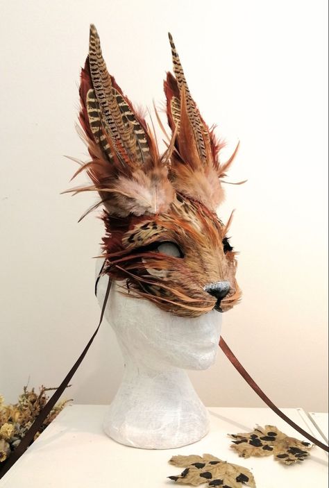 Hare Mask Brown Masquerade Mask, Masquerade Mask Animal, Deer Masquerade Mask, Rabbit Therian Mask, Animal Masks Masquerade, Apocalypse Dnd, Hare Mask, Cardboard Masks, Festival Headdress