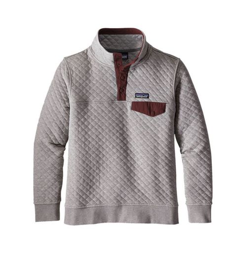 Patagonia Women's Cotton Quilt Snap-T® Pullover- Drifter Grey w/ Dark Ruby- want! XS Patagonia Quilted Pullover, Patagonia Sweatshirt, Quilted Pullover, Patagonia Outfit, Pullovers Outfit, Womens Outdoor Clothing, Patagonia Shirts, Dark Rose, Pullover Outfit