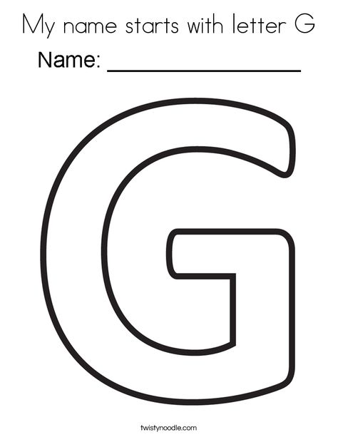 My name starts with letter G Coloring Page - Twisty Noodle My Name Starts With The Letter, My Name Starts With The Letter Free Printable, My Name Begins With The Letter Free, Letter G Coloring Page, Letter G Activities For Toddlers, My Name Starts With The Letter Free, Letter G Worksheet, Alphabet Chart Printable, Alphabet Chart