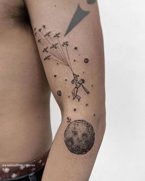 Prince Tattoo, Little Prince Tattoo, Shoulder Sleeve Tattoos, Prince Tattoos, Creepy Tattoos, Traditional Tattoo Design, Tattoo Project, Cartoon Tattoos, Subtle Tattoos