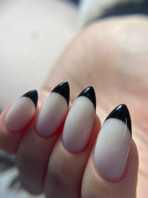 french nails, black tips, nails, black nails, long nails, white nails White Nails Black Tips French, French Nails Black Tips, Black Tips Nails, Long Nails White, Nails Black Tips, Black Nails Long, French Nails Black, Tips Nails, Black Tips