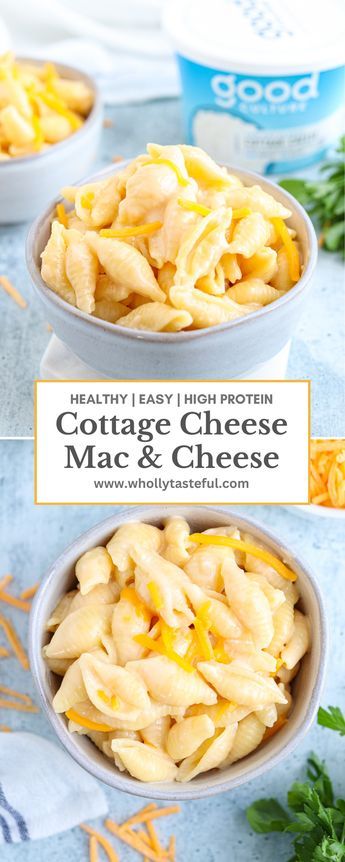 Make this Cottage Cheese Mac and Cheese for the ultimate high-protein meal that also happens to be everyone's favorite childhood dish.  Cottage Cheese recipes Low Ingredient High Protein Meals, Side Dishes With Cottage Cheese, Cottage Cheese Meals Healthy, Macaroni And Cheese With Cottage Cheese, How To Whip Cottage Cheese, Cottage Cheese Macaroni And Cheese, Cottage Cheese Mac N Cheese, Lunch To Feed A Crowd, Cottage Cheese Vegetarian Recipes