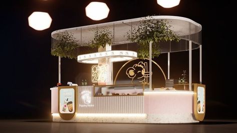 Watch Store Design, Food Kiosk Design, Coffee Booth, Mall Kiosk, Coffee Shop Branding, Food Kiosk, Tea Cafe, Kiosk Design, Astuces Diy