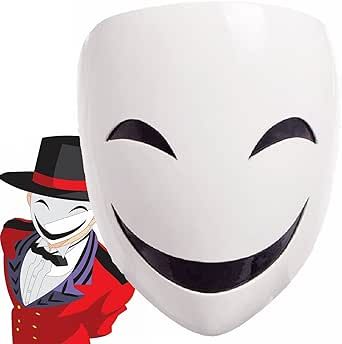 CAFELE Japanese High-Rise Invasion Masks Cosplay Sniper Tenkuu Shinpan White Smile Masks Halloween Masquerade Party Props High Rise Invasion Mask, Smiling Mask, Halloween Masquerade Party, Anime Mask, Smile Mask, White Fedora Hat, High Rise Invasion, Masks Halloween, Maid Cosplay