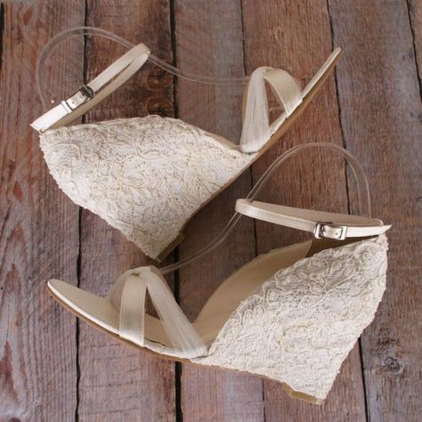 Bridal Shoes Wedges, Wedding Shoes Ivory, Blush Wedding Shoes, Dream Wedding Shoes, Wedding Wedges, Ivory Bride, Custom Wedding Shoes, Wedding Shoes Vintage, How To Dress For A Wedding