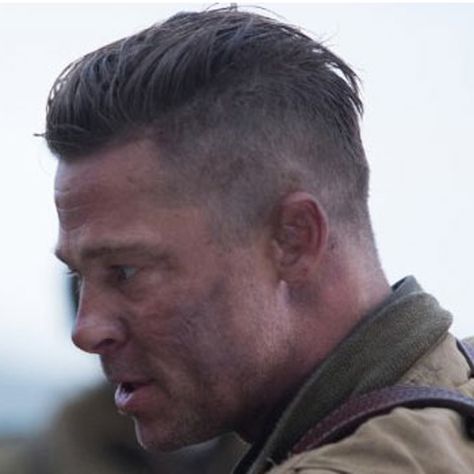 Brad Pitt Haircut In Fury | What Is It? How To Get The Hairstyle Brad Pitt Fury Hair, Brad Pitt Fury Haircut, Fury Haircut, Brad Pitt Fury, Hairstyles 1920s, Brad Pitt Haircut, Men Undercut, Brad Pitt Hair, Haircuts Undercut