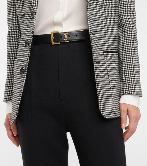 Ysl Outfit, Ysl Belt, Saint Laurent Accessories, Ysl Saint Laurent, Suede Belt, Designer Belts, Black Leather Belt, Monogrammed Leather, Poplin Shirt