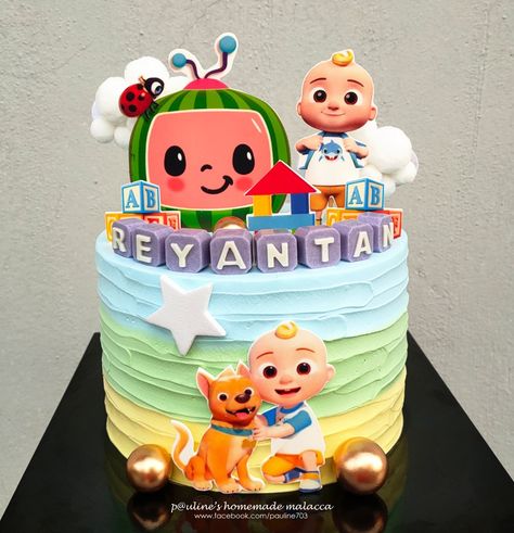 Cocomelon #paulineshomemademalacca Cocomelon Pastel Cake, Coconelon Boy Cake, Jj Cake Cocomelon, Easy Cocomelon Cake Ideas, Kue Ultah Cocomelon, Cocomelon 2nd Birthday Cake, Cocomelon Pastel Theme, Cocomelon Cake Ideas For Boy, Cocomelon Cake Ideas For Girl