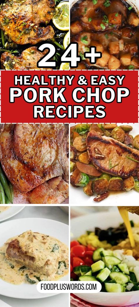 Ready to shake up your dinner routine? We've got 25 delicious pork chop recipes to make mealtime exciting again! Whether you're baking in the oven, using the crockpot, or frying in the air fryer, we've got options for you. From boneless to bone-in, and easy to healthy, there's something here for every taste. Say goodbye to boring dinners and hello to tasty pork chop dishes! Healthy Baked Pork Chops Oven Bone In, Baked Bone In Pork Chop Recipes, Recipes For Bone In Pork Chops, Boneless Pork Loin Recipes Chops, Healthy Pork Chop Dinner Recipes, Clean Eating Pork Recipes, Healthy Pork Recipes For Dinner, Good Pork Chop Recipes, Pork Chop Meal Prep