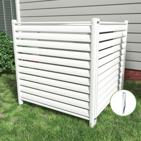 PRICES MAY VARY. 🏡LARGE SIZE: Our louvered air conditioner fence has dimensions of 48" x 48",consists of 2 vinyl panels. Providing ample privacy space for air conditioner units, trash can, and pool equipment in the garden. The spacing between the louvered allows for hanging lights, enhancing the outdoor aesthetics. Additionally, the white vinyl fence panels can be connected in "L" shape, "H" shape, or straight lines, as per your requirements. 🏡EASY INSTALL: To minimise installation hassle, we Air Conditioner Screen, Hvac Cover, Air Conditioner Fence, Outdoor Privacy Panels, Pool Equipment Enclosure, Fence Privacy Screen, Outdoor Air Conditioner, White Vinyl Fence, Vinyl Fence Panels