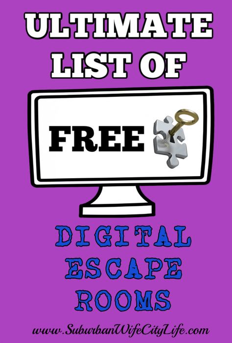 Ultimate List of FREE Virtual Escape Rooms | Suburban Wife, City Life Virtual Therapy Games, Online Escape Rooms Free, Escape Room For Teacher Team Building, Virtual Escape Room For Adults, Team Building Escape Room, Digital Escape Room Free, Music Escape Room, Escape Rooms For Kids, Virtual Escape Room