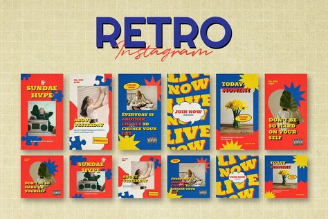 Retro Instagram Template Bundle: 50+ unique and customizable templates for Instagram Stories, posts, and highlights. Boost your engagement and grow your following with this stylish and creative #Instagram_Design #Social_Media_Marketing_Post #Retro_Instagram #Instagram_Creator Social Media Marketing Post, Retro Instagram, Instagram Photoshop, Instagram Creator, Vintage Instagram, Contents Design, Instagram Feed Ideas, Graphic Design Advertising, Unique Fonts