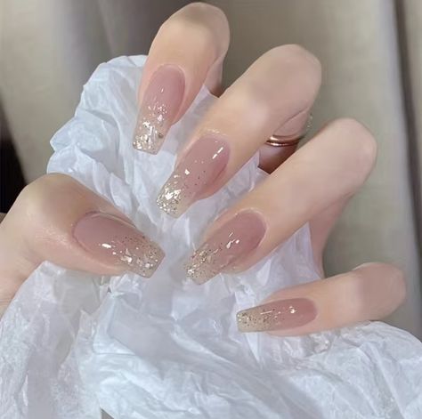 Transparent Pink Nails, Nails Bling, Silver Glitter Nails, Subtle Nails, Anime Nails, Korean Nails, Transparent Nails, Silver Nails, Bling Nails