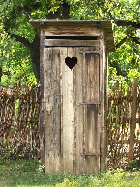 Old toilet. (WC) made of wood with heart on the door , #AD, #WC, #toilet, #door, #heart, #wood #ad Outhouse Toilet, Outdoor Restroom, Outhouse Bathroom Decor, Old Toilet, Outhouse Bathroom, Outside Toilet, Out Houses, Outhouse Decor, Cat Fence