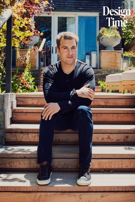 Airbnb co-founder and CEO Brian Chesky sitting on steps. Sponsored Content, Co Founder, On Design, Photographer, Quick Saves, Design