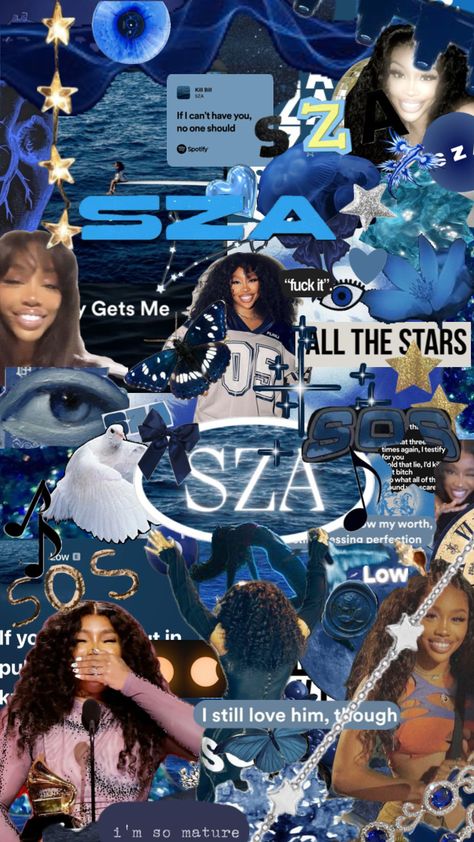 SZA💙🦋#myfirstshuffle #fyp #viral #wallpaper #sza #loveyouguys Sza Aesthetic Wallpaper Blue, Sza Collage Wallpaper, Viral Wallpaper, Collage Photo Frame Design, Sza Singer, Hip Hop Wallpaper, Pretty Wallpaper Ipad, Rapper Wallpaper Iphone, Cute Images For Wallpaper