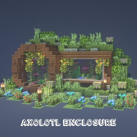 Axolotl Enclosure, Chalet Minecraft, Villa Minecraft, Construction Minecraft, Minecraft Welten, Minecraft Garden, Minecraft Decoration, Enclosure Design, Beginners Drawing