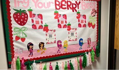 strawberry shortcake bulletin board Strawberry Bulletin Board, Ra Inspiration, Strawberry Shortcake, Bulletin Boards, Bulletin Board, Lifestyle