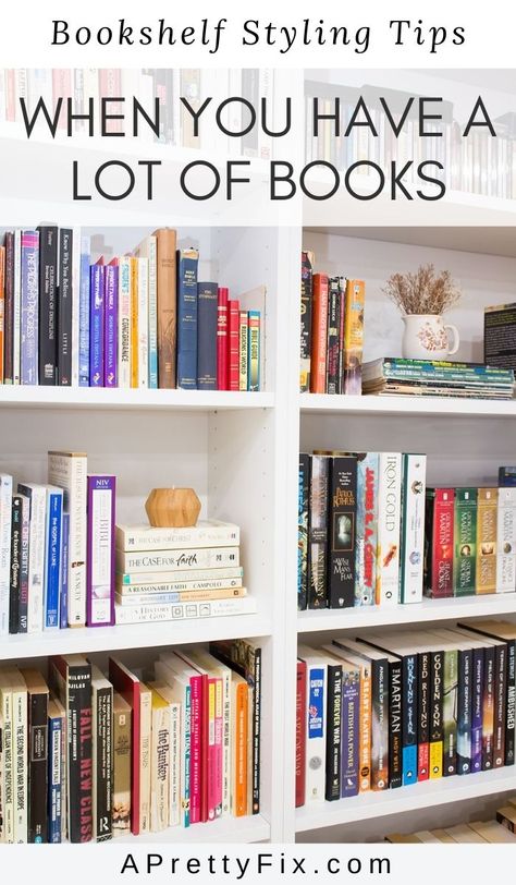 Styling Billy Bookshelves, Book Shelf Styling With Books, Book Selfs Bookshelves, How To Organize A Bookcase, Functional Bookcase Styling, How To Style A Bookcase With Books, Bookshelf Books Styling, Book Shelf Arrangements, How To Make A Bookshelf Look Nice