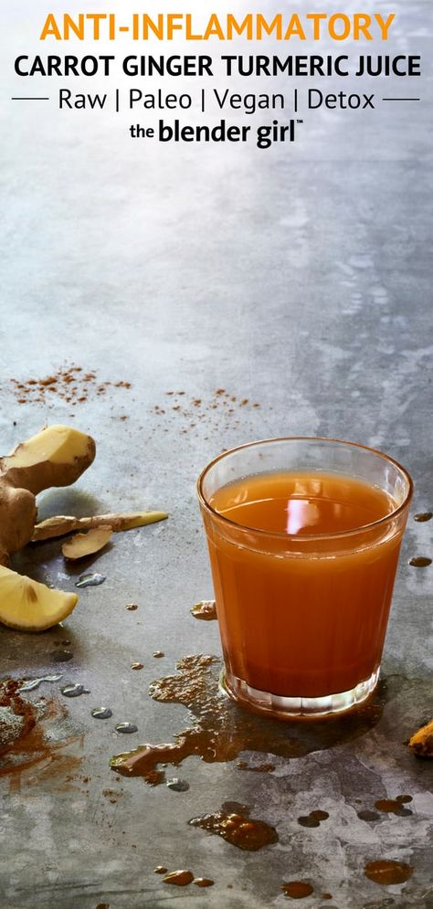 Anti Inflammation Ginger Shots, Carrot Tumeric Juice Recipe, Juice For Sore Muscles, Anti Inflammation Juice Shots, Carrot Ginger Turmeric Juice, Turmeric Juice Recipe, Juice Inflammation, Blender Juicing, Juice Remedies