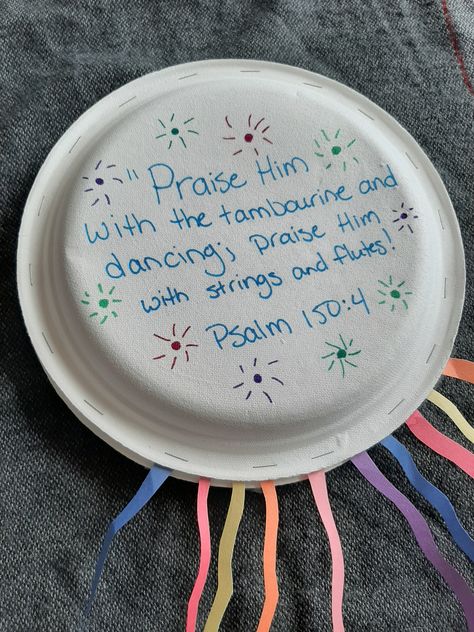 Praise Him With Tambourine, Give Thanks To The Lord Craft Preschool, New Year Church Crafts For Kids, Tambourine Craft Preschool, Widows Offering Craft, I Can Praise God Preschool Craft, New Years Crafts For Kids Church Sunday School, Preschool Worship Crafts, Tambourine Craft For Kids