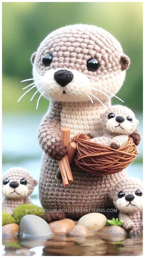 Crochet Amigurumi Eyelashes, Crochet Otter Pattern Free Amigurumi, Otter Crochet Pattern Free, Otter Crochet, Crochet Otter, Amigurumi Projects, Crochet Pumpkins, Crochet Toys Free, Easy Crochet Animals