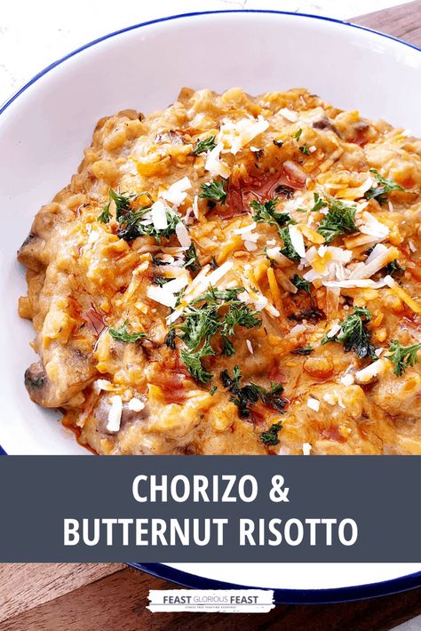 Chorizo Risotto Recipes, Gluten Free Risotto, Winter Risotto Recipes, Risotto Chorizo, Vegetable Risotto Recipes, Chorizo Recipes Dinner, Butternut Risotto, Chorizo Risotto, Kids Dinners