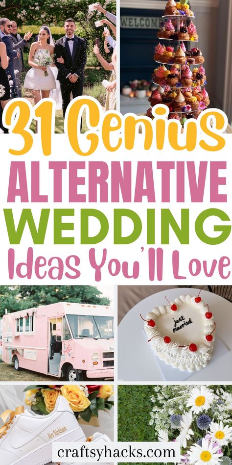 Discover non-traditional wedding ideas! From unique wedding themes to unconventional wedding party setups, you'll love these creative concepts. Perfect for modern couples, these beautiful wedding ideas are a must-have in your wedding planning journey. Wedding For 80 Guests, Fun Casual Wedding Ideas, Less Than 20 People Wedding, Things To Make Your Wedding Unique, Weddings Under 5000 Budget, Whimsical Wedding On A Budget, Unusual Things To Do At A Wedding, Creative Small Wedding Ideas, Unique Wedding Additions