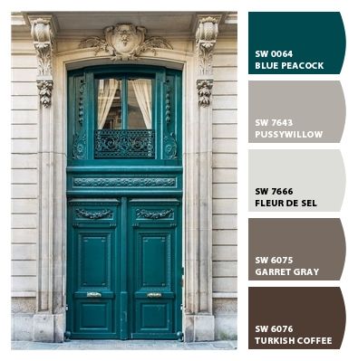 Exterior Paint Colors For House Tropical, Deep Teal Front Door, Turquoise Paint Colors Sherwin Williams, Dark Teal Front Door Sherwin Williams, Turquoise Paint Colors, Teal Front Doors, Teal Door, Easy Painting Projects, Turquoise Door