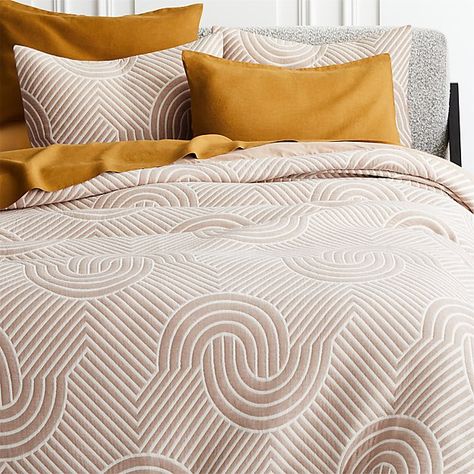 Crescente Copper King Duvet Cover | Copper Bedding, Fabulous Bedrooms, White Quilt Bedding, Pinstripe Bedding, Navy Duvet, Dreamy Interiors, King Room, Navy Bedding, Modern Duvet Covers