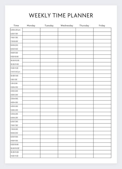 Maximize your productivity and take control of your schedule with our Weekly Timeblocking Template. Designed to help you manage your time effectively and achieve your goals, this printable PDF template offers a structured framework for organizing your week into focused time blocks. ✍️Key Features: 🌟Timeblocking System: Our template utilizes the timeblocking technique to divide your week into dedicated blocks of time for specific tasks, activities, and priorities. Allocate time for work, persona Time Blocking Printable, College Student Organization, Time Blocking Schedule, Goal Sheets, Time Blocking Planner, Weekly Schedule Template, Time Management Planner, Weekly Schedule Printable, Weekly Hourly Planner