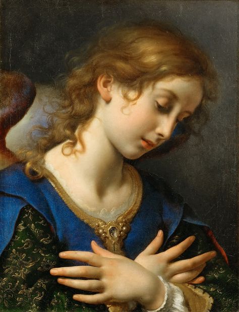 Carlo Dolci - The Angel of the Annunciation [c.1653]  [Musée du Louvre, Paris - Oil on canvas, 53 x 40 cm] The Angel, Red Hair, A Woman, Angel, Red, Hair, Blue